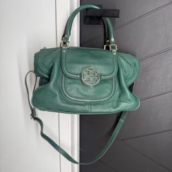 Tory Burch Green Leather Satchel Crossbody Bag