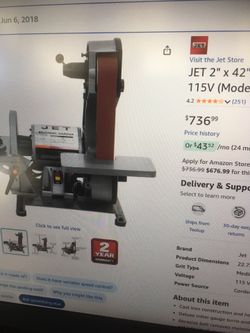 JET belt grinder sander  2 x 42 plus 40 belts TAIWAN 