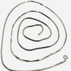 Vintage 925 Sterling Silver 2mm Anchor Cable Chain Necklace 38” Long