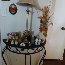 Half Moon Entry Way Table With Ornaments..