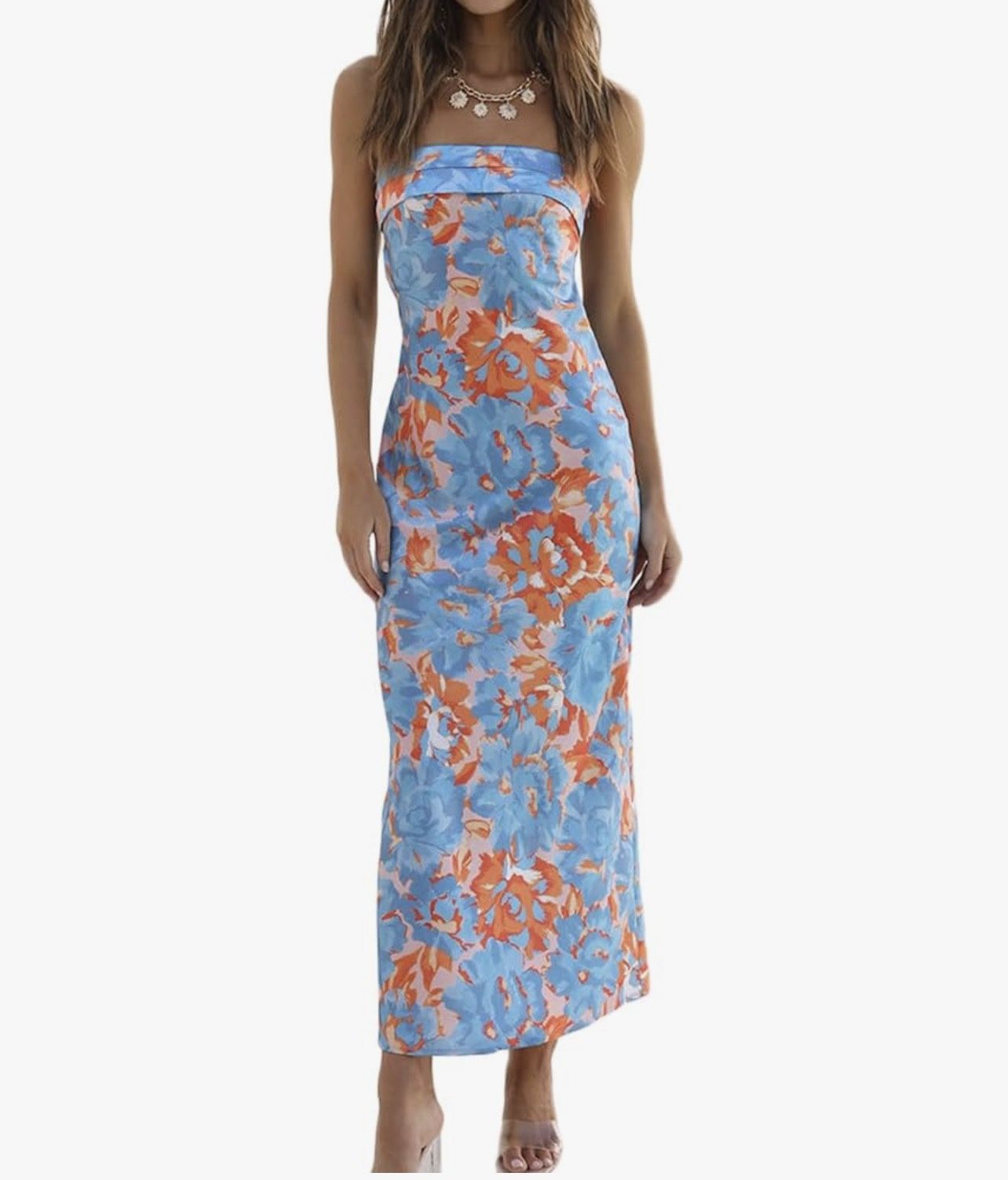 Maxi Silk Dress Blue XL