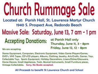 Massive Rummage Sale June 13, 7am-1pm 1940 S Prospect Ave Redondo Beach
