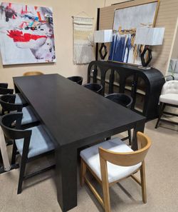 Hot Deal! New Contemporary Modern 7 pc Dining Table Set  in Black Finish