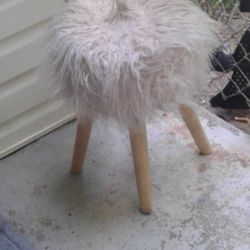 Small Light Pink Shaggy Stool