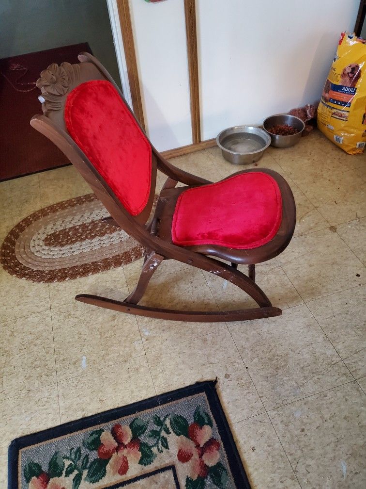 Vintage Red Velvet Fold Up Chair Brand New