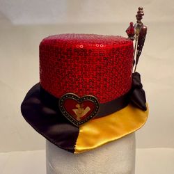 Disney Parks Alice in Wonderland Queen of Hearts Hat Red Yellow Black