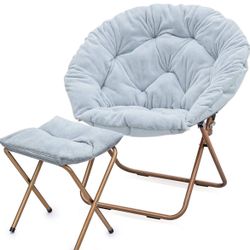Gray Folding Fur Chair