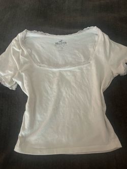 Hollister White Lace Trim Baby Tee Size Small