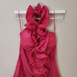 Ruffled halter corset-style top Fushia / Hot Pink