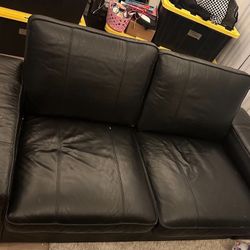 KIVIK Leather Couch With Large Ottoman