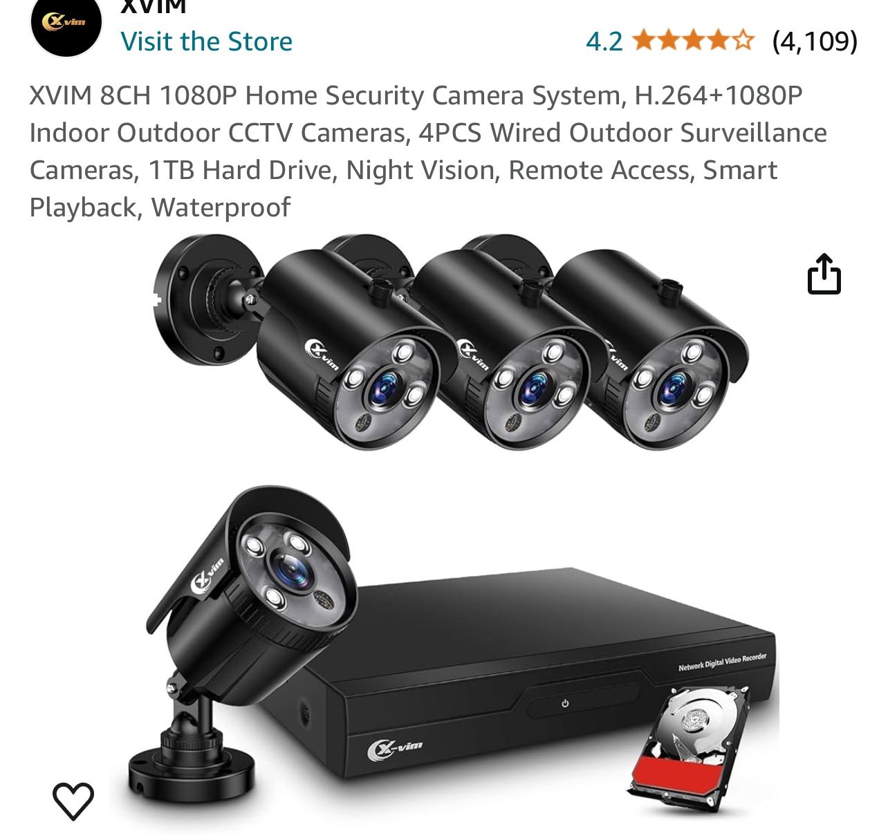 New XVIM 1080 P Home Security Wired Camera System