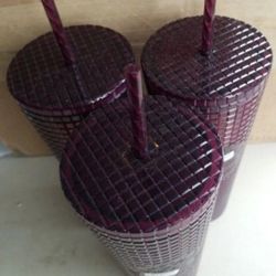 Starbucks Berry Plum Grid Disco Christmas Holiday (2020) 24oz Cold Cup