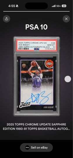 Ace Bailey 2025 Topps Chrome PSA 10 Auto /10