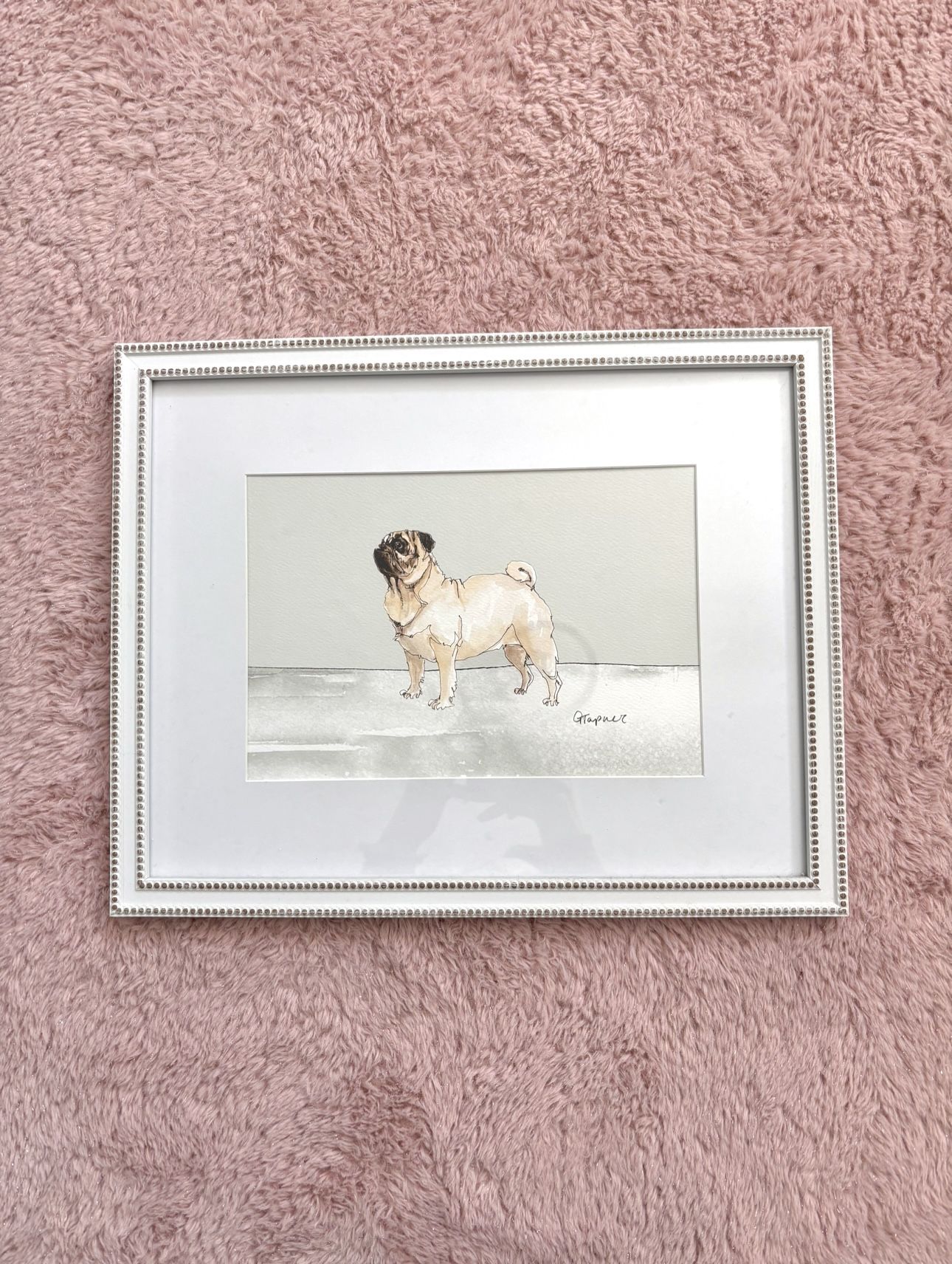 Framed Pug Art Print
