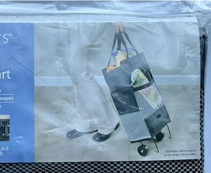 MAIN STAYS Wheeled Top Zipper Double Handle Shopping Cart w/Foldaway Wheels