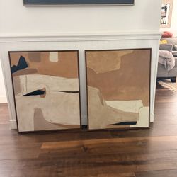 Earth Abstract Framed Canvases Wall Art Set Of 2 