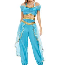 Funna Costume For Women Princess Dress Up Outfit Party Supplies Blue, X-Large