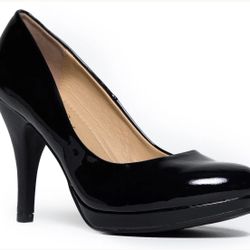 Black Heel Pumps With Memory Cushion Foam