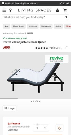 Revive 200 living spaces adjustable bed frame with remote queen size