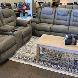 McCade Cobblestone Reclining Living Room Set / couch /Sofa and Loveseat 