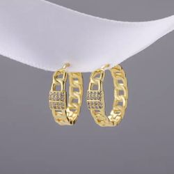 Gold Plated Chain Hoop Earrings