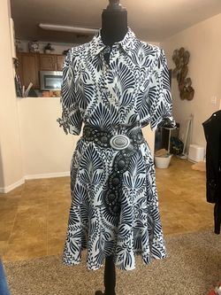 Blue and white  Print Shirtdress