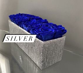 Etched Ceramic Glass Rectangular Vase Silver