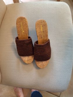 Montego Bay Club Brown Wedge Sandals Size 8