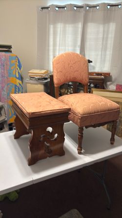 Antique victorian era chair and stool