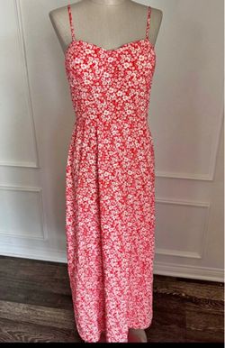 Vintage Lily Rose Red Floral Maxi Dress - Size Small