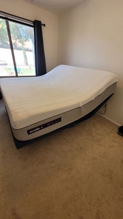 King, Purple 4 mattress with adjustable head. Excellent condition.