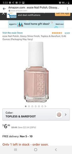 essie Nail Polish, Glossy Shine Finish, Topless & Barefoot, 0.46 Ounces