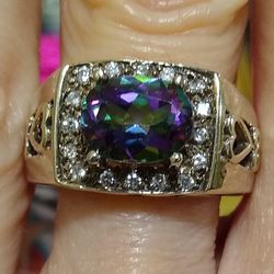 Size 5.25 New In Box Genuine Mystic Topaz Ring 💍 For Valentine's Day! 💞