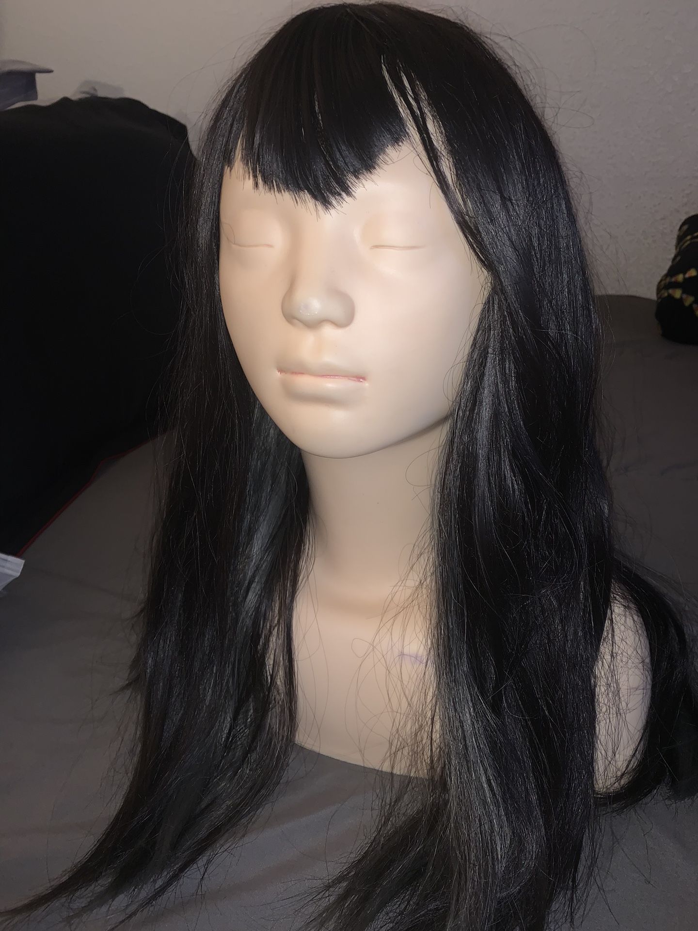 Black Wig W Gray High Lights
