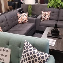 Brand New Gray Linen 72" Sofa + 56" Loveseat 2PCs Set