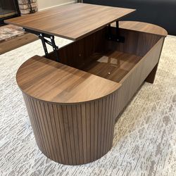 Fluted Modern Coffee Table - Walnut