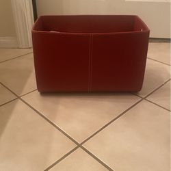 Red Leather Storage Container 
