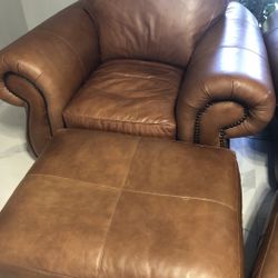 Leather chairs with matching Ottoman 