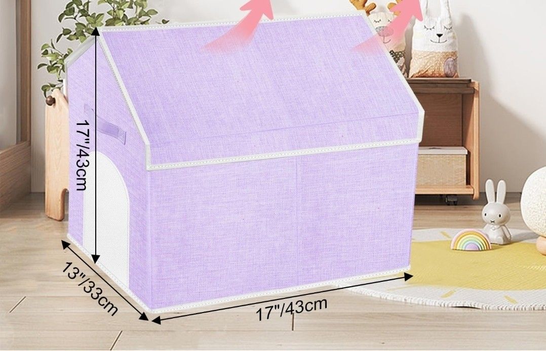 🆕️Toy Box Storage Organizer with Lid, House Shaped