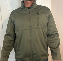 Men's Olive Green Softshell Zip-Up Jacket