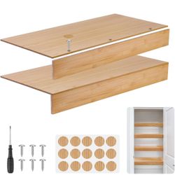 2 Pcs Bamboo Wood Wire Shelf Cover, Wire Rack Covers for Shelves, 24 x 12 Inch Shelf Covers for Wires Shelving, Board for Pantry, Store, Kitchen, Remo