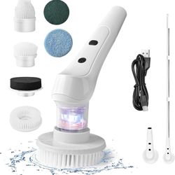 Electric Spin Scrubber Bathroom Cordless with 6 Replaceable Brush Heads