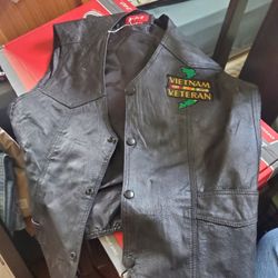 KS Large Leather Vest Vietnam Veteran
