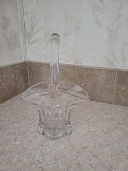 Vintage Glass Bridal Basket With Handle.