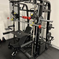 Smith Machine 300 | Adjustable Bench | 245lb Cast Iron Olympic Weights | 7ft Olympic Bar | Fitness | Gym Equipment | FREE DELIVERY/INSTALLTION 🚚 