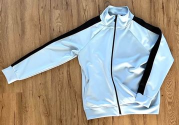 Light Blue Track Jacket with Black Stripes (Medium)