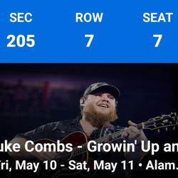 Luke Combs Tickets (3)-Alamodome- Fri May 10th