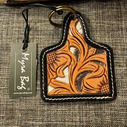 850-MMT “Goodnight Desert” Myra Bag Leather Hand Tooled Key Fob New With Tags