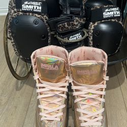 Size 7 Impala Marawa Rose Gold Skates + Smith Scabs Pad Set