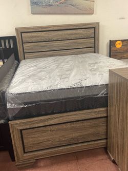 Queen size bed with new mattress and boxspring included